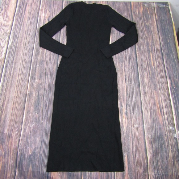 Madewell NEW NWT Womens Medium Black Emerson Long Sleeve Knit Midi Dress - Picture 7 of 8